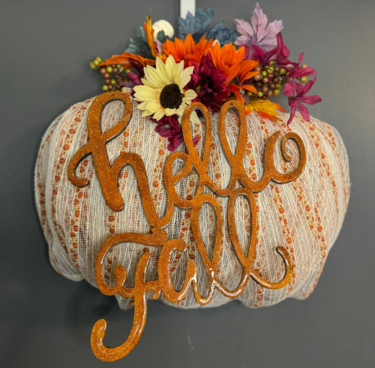 Hello Fall Pumpkin Wreath