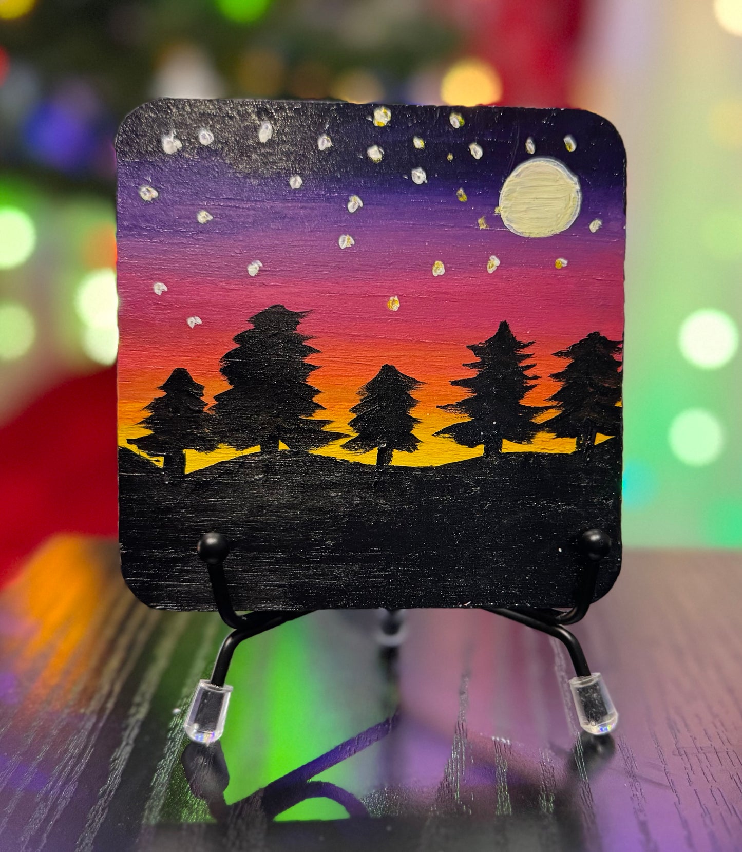 Evergreen Sunset Silhouette Coaster