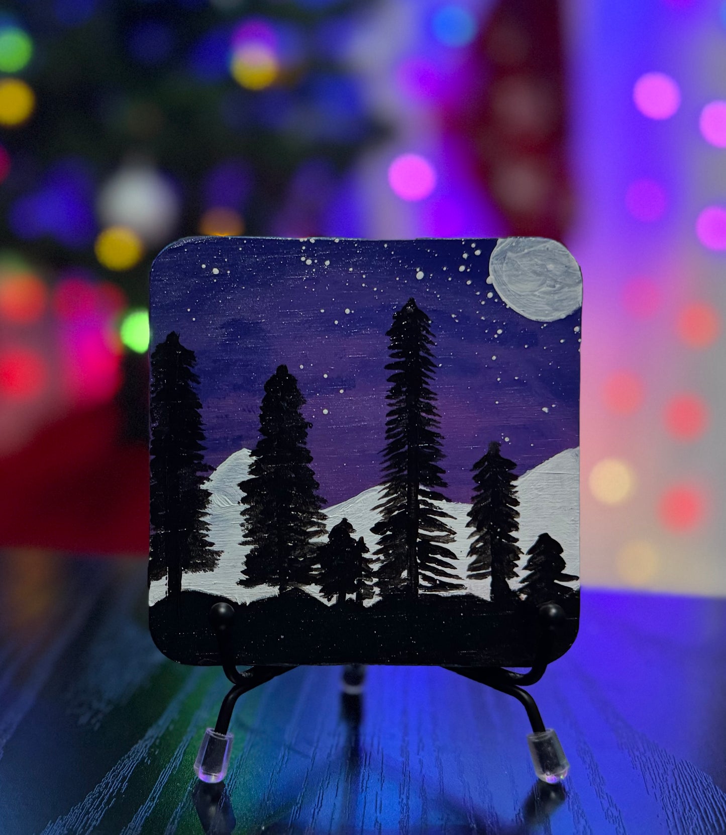 Snowy Mountains Silhouette Coaster