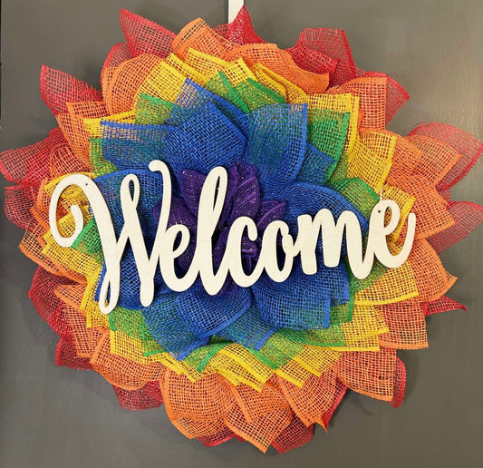 Rainbow Daisy Wreath