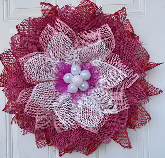 Pink & White Flower Wreath