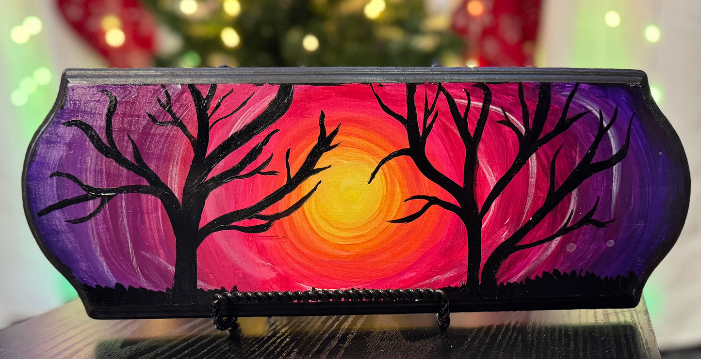 Fall Sunset Silhouette Plaque