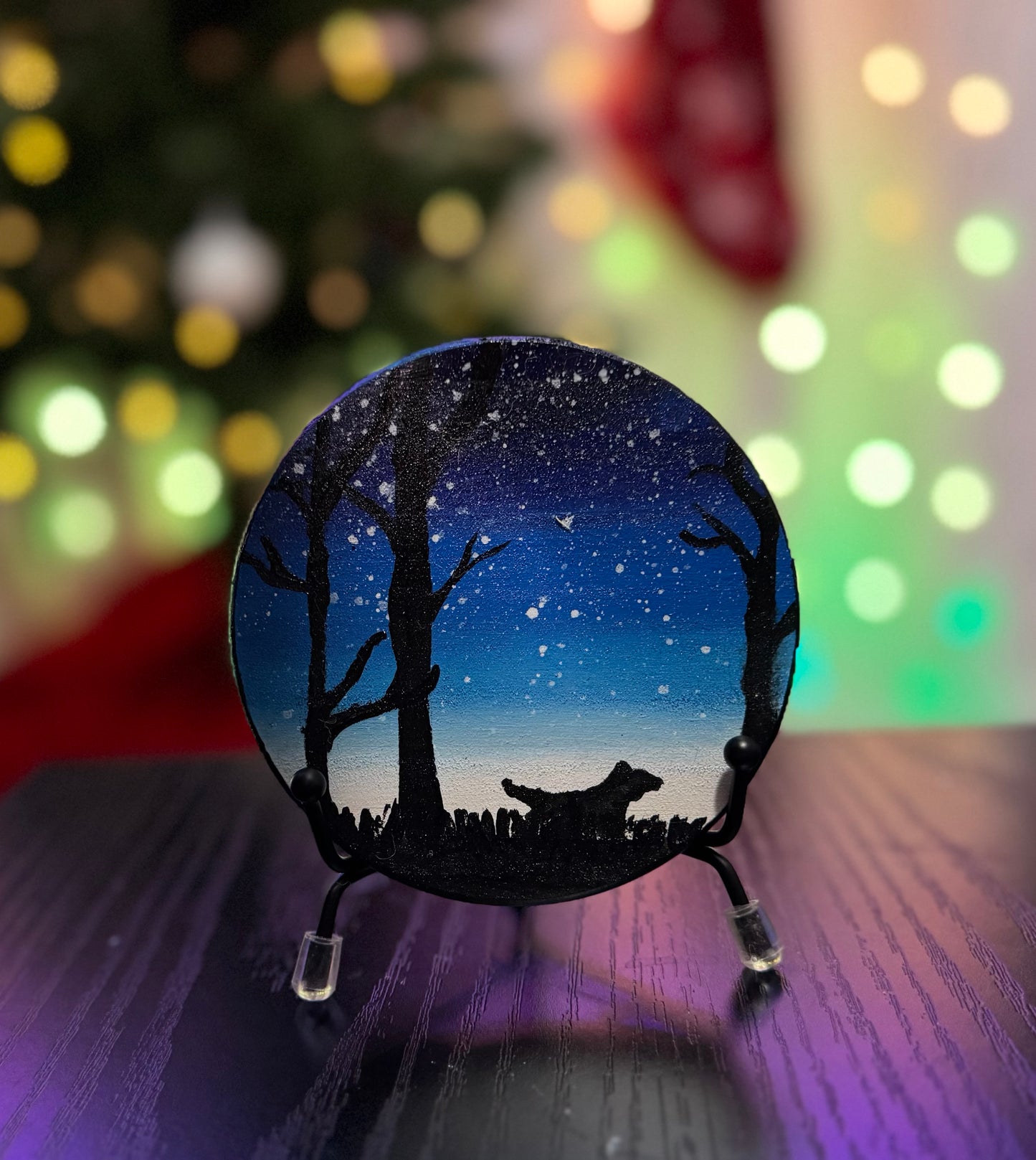 Snowy Wolf Silhouette Coaster