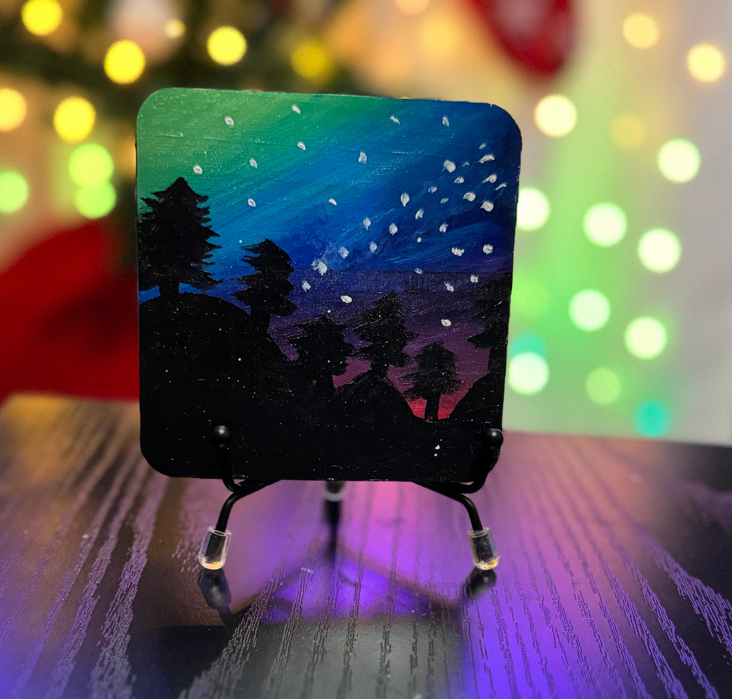 Aurora Borealis Evergreens Coaster